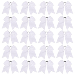 YHXX YLEN front view of white cheer bow showing shape and neat finish