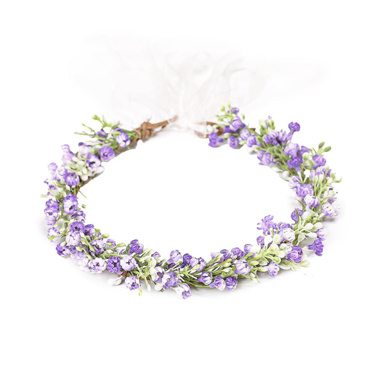 Yili Maizi front view of flower crown showing full halo and styling benefit