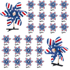 Yinder front packaging showing 24 patriotic pinwheel hair clips and easy grab benefit