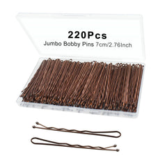 YINGFENG front packaging showing 220 brown bobby pins and box, easy storage benefit
