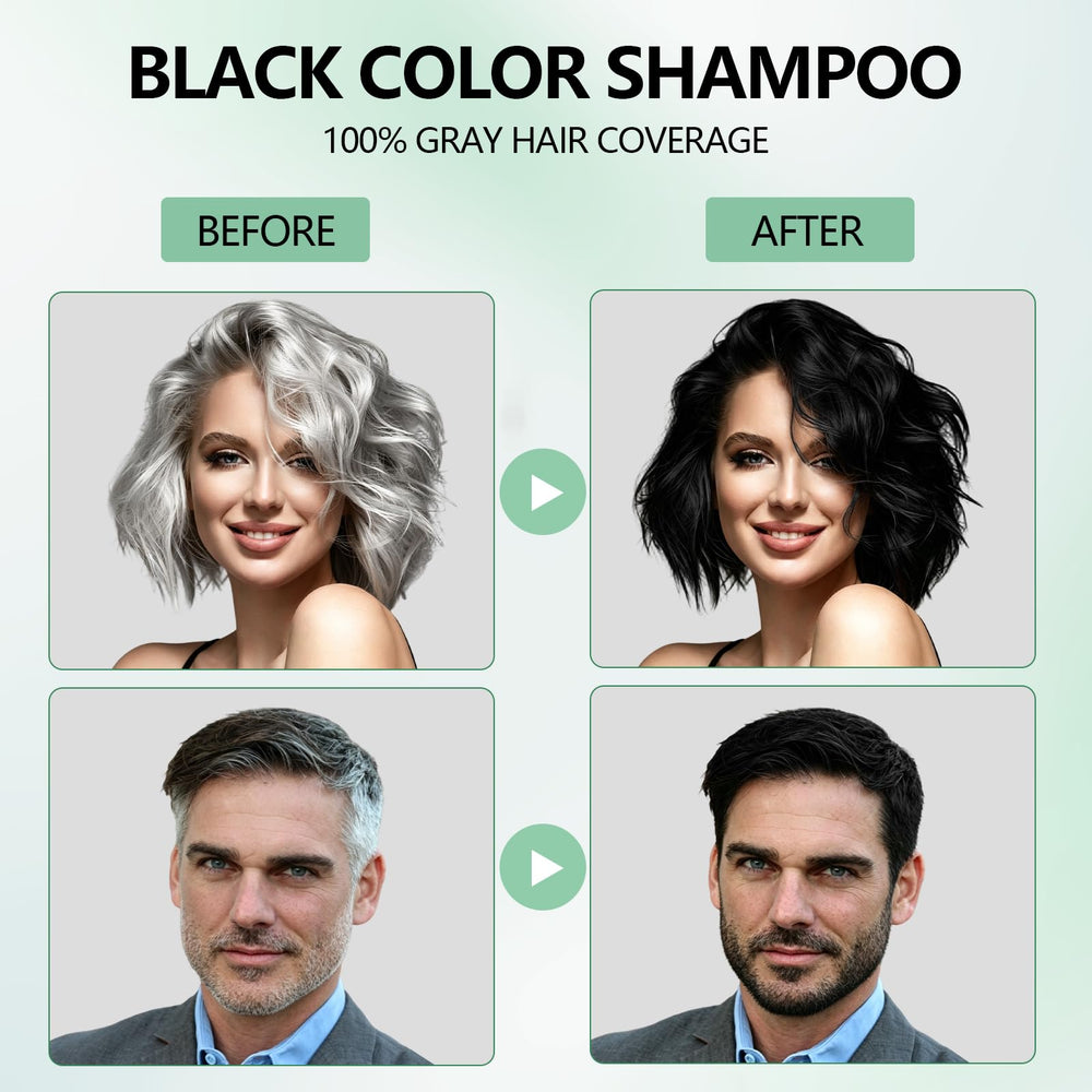 Yioscci before and after hair comparison highlighting visible gray coverage