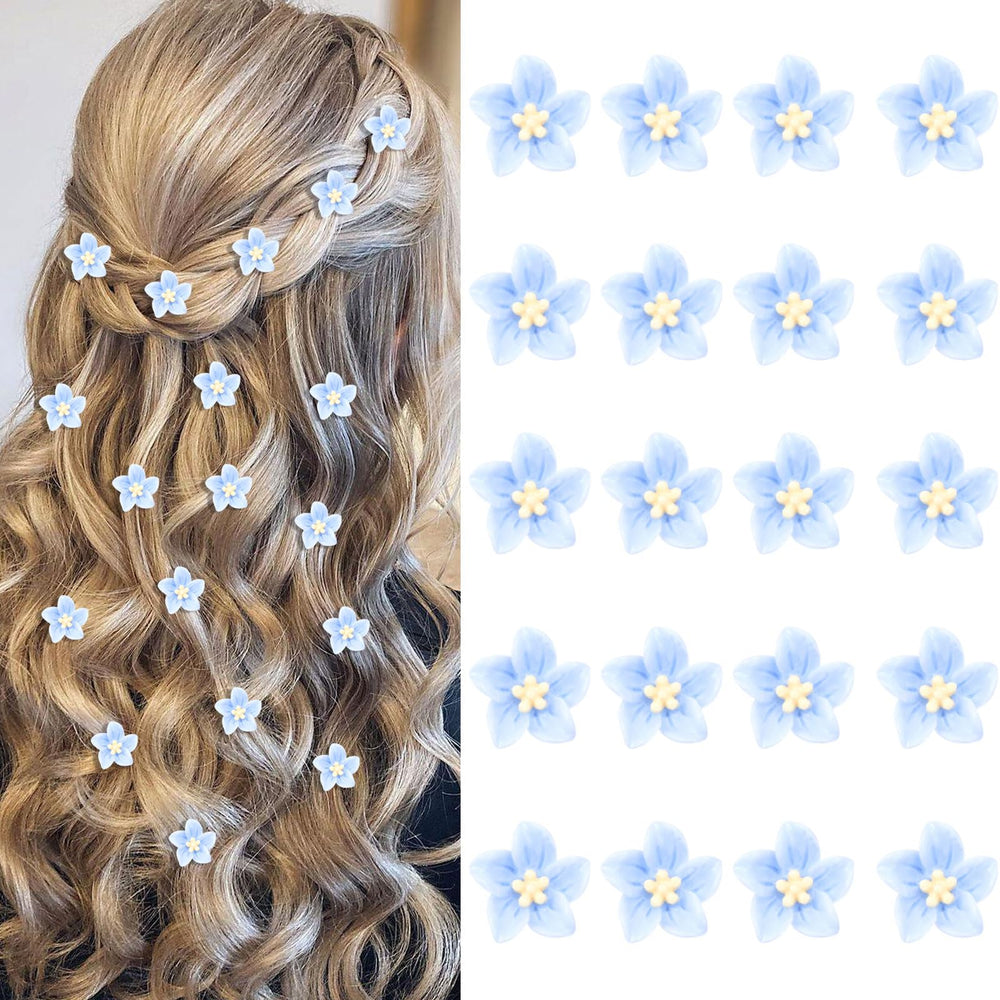 YISSION front view of 20 blue lily clips showing full set benefit