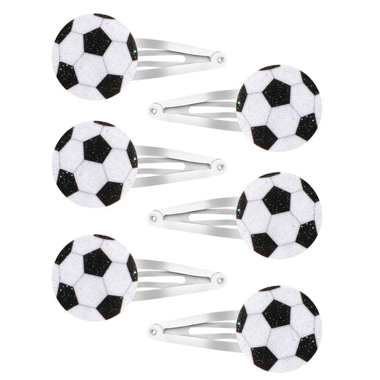 YISSION front packaging showing six glitter soccer clips, great for team gifts