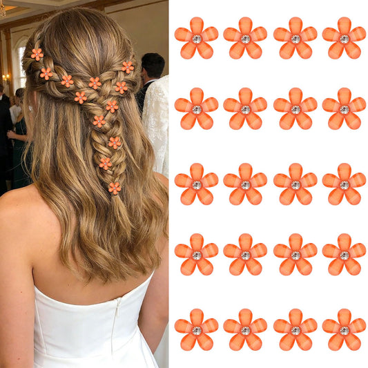 YISSION front view of orange plaid flower clips showing colorful pack and benefit: instant style