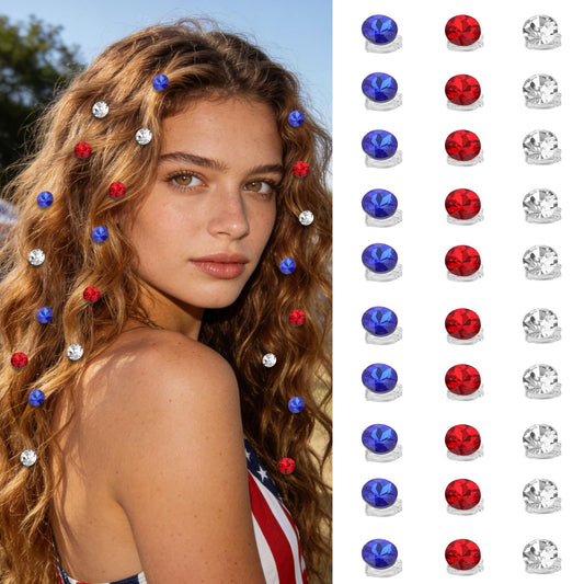 YISSION front packaging showing 30-piece patriotic hair clips and value