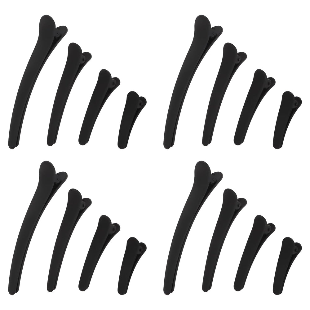 YISSION front view of 16 black alligator clips showing matte finish and pack benefit