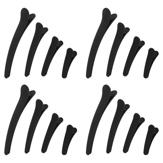 YISSION front view of 16 black alligator clips showing matte finish and pack benefit