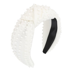YISSION front view white knotted headband showing overall shape and elegance