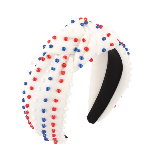 YISSION headband front packaging showing patriotic design and ready-to-wear benefit