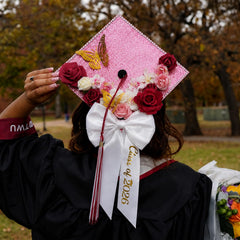 YIXAXKAO bow styled in graduate hair adding elegant photo-ready flair