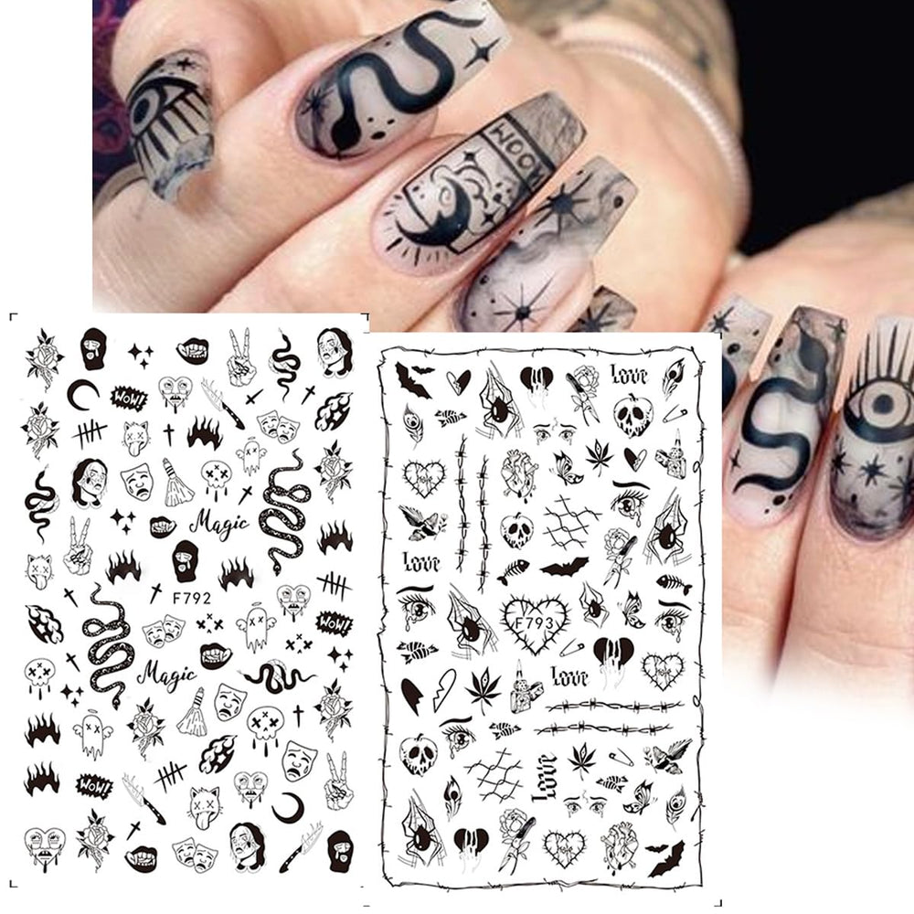 YKZFUI applied decals on acrylic tip demonstrating instant designer look