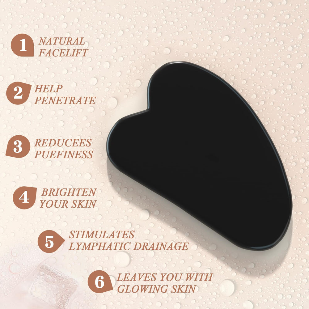 YLTNEUQER gua sha contour angles demonstrating ergonomic design for targeted massage