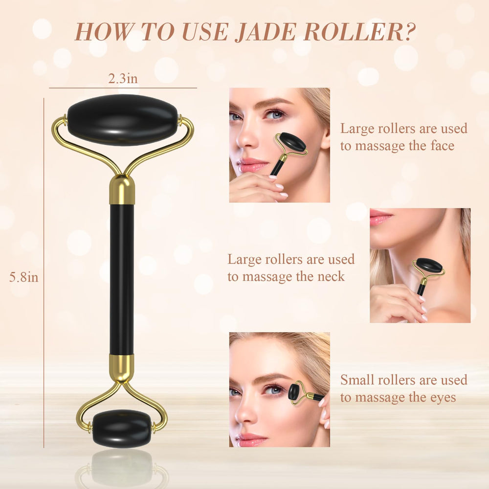 YLTNEUQER jade roller in hand illustrating size and travel convenience benefit