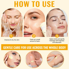 YMFGPFYL balm applied to hand illustrating quick moisture boost