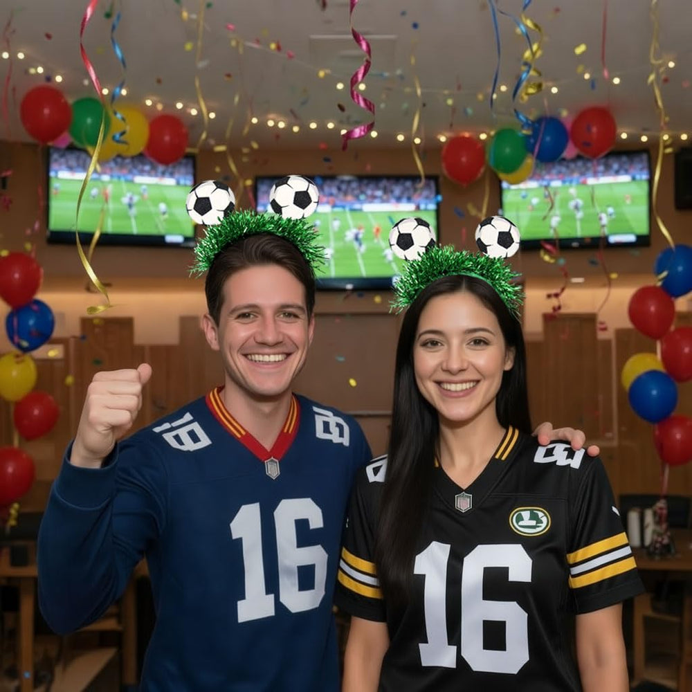 YNITSED headband styled at a game-day party adding playful spirited flair