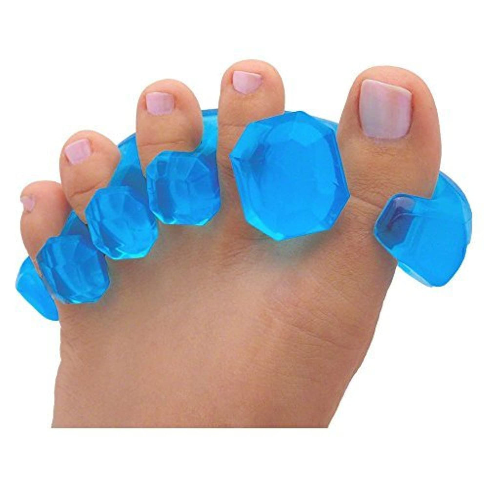 YogaToes GEMS front view showing sapphire blue design and comfortable fit