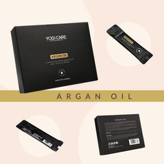 YOGI CARE ingredient label close-up showing Argan Oil and Vitamin E benefits