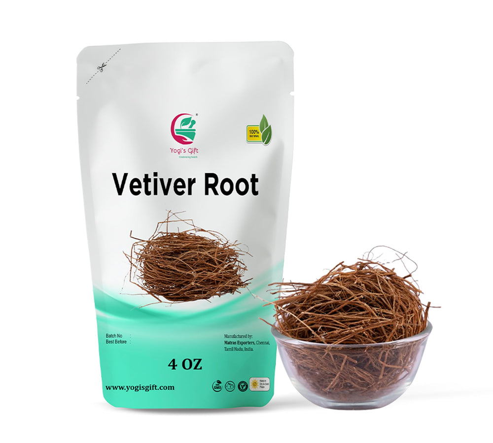 YOGI’S GIFT front packaging of vetiver root showing 4 oz label and natural appeal