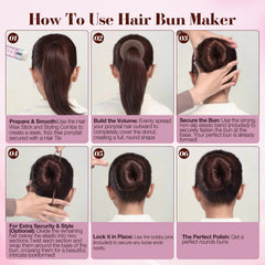 Yogode model wearing finished tan bun demonstrating elegant, lasting style