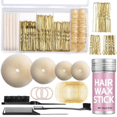 Yogode front view of complete bun maker kit showing contents and organization benefit