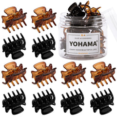 YOHAMA front view of 12-pack mini claw clips showing neutral colors and quantity