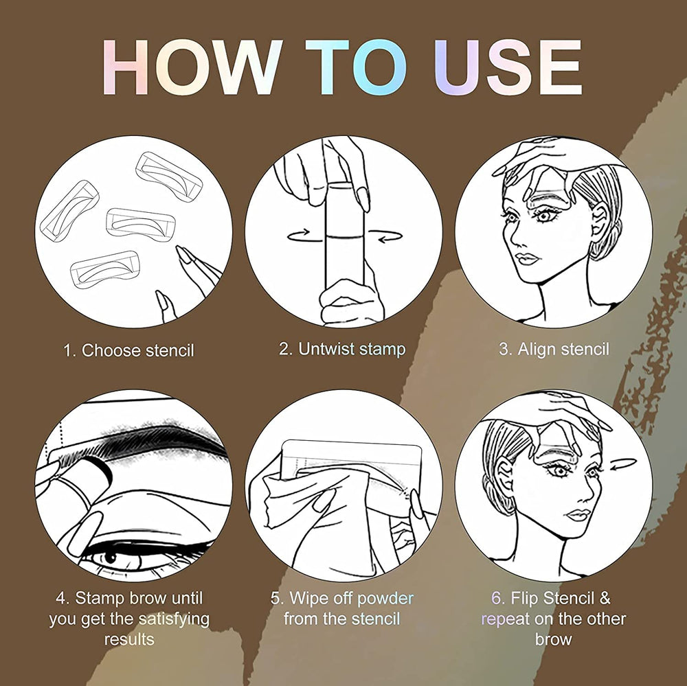 YOIHOJET ten reusable stencils displayed to choose brow shapes easily