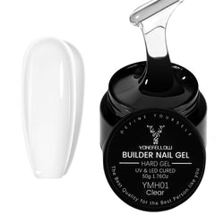 YOKE FELLOW clear builder gel jar front showing product size and label benefit