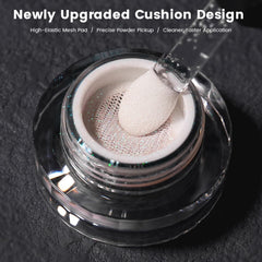 YOKE FELLOW powder texture closeup showing ultra-fine particles and smooth finish benefit