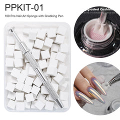 YOKE FELLOW sponges used in a home manicure showing professional-looking gradient