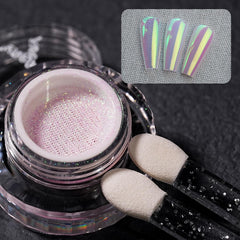YOKE FELLOW lifestyle manicure shot showing ethereal iridescent nails for special events