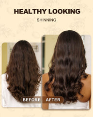 Yoken oil being applied to hair ends to reduce frizz and boost shine quickly
