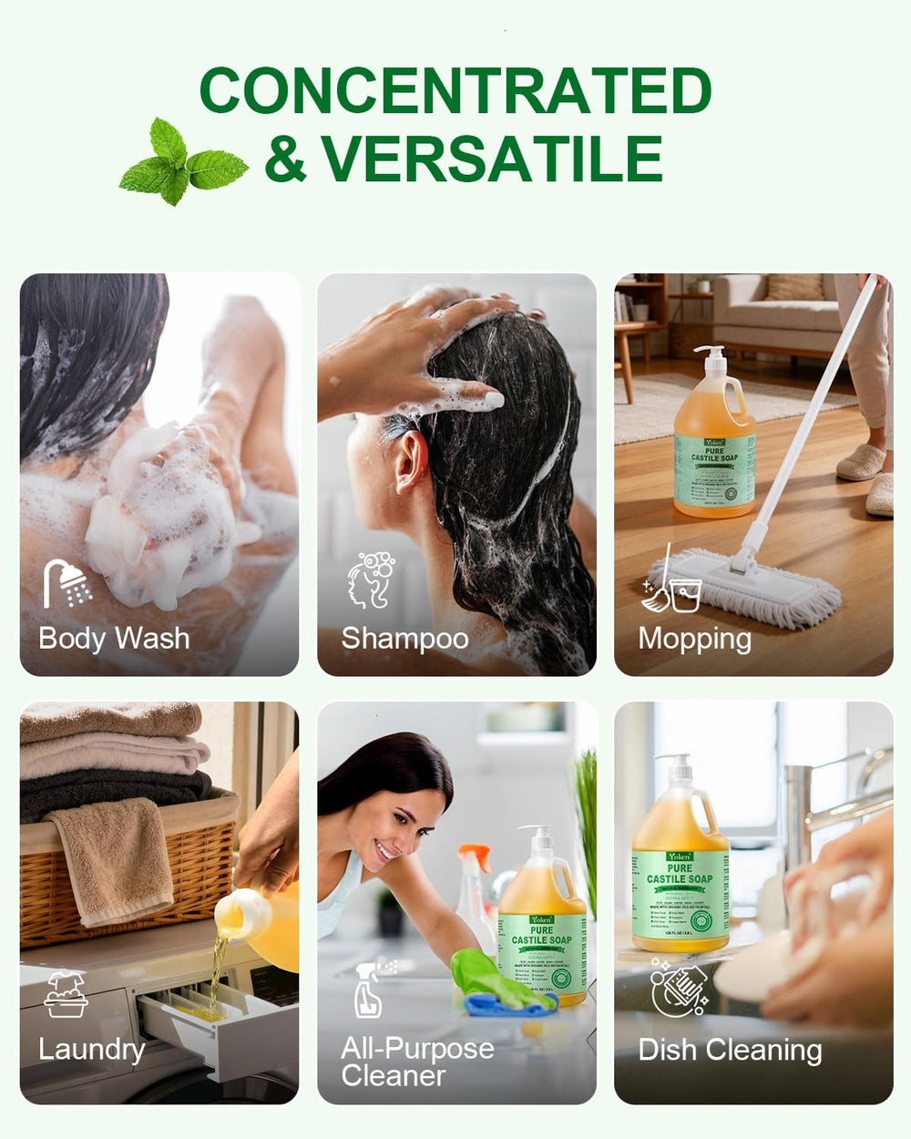 Yoken soap cleaning dishes in kitchen demonstrating grease-cutting benefit