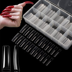 Yokilly front packaging showing 550 clear coffin tips and storage case for organization