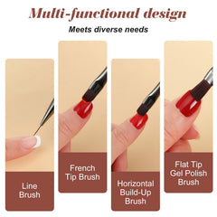 Yolev brushes beside a hand for scale showing manageable professional lengths