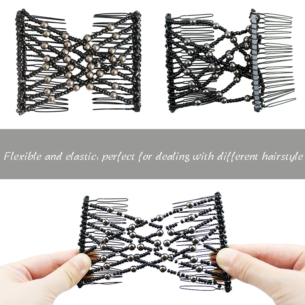 YOLLVKOT comb in hair creating a tidy updo for quick styling
