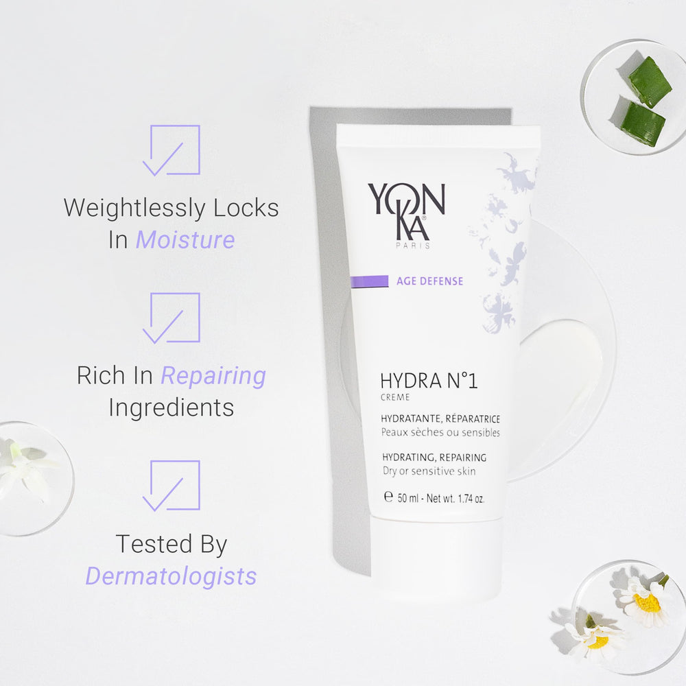 Yonka cream texture close-up showing fast-absorbing moisturizing finish