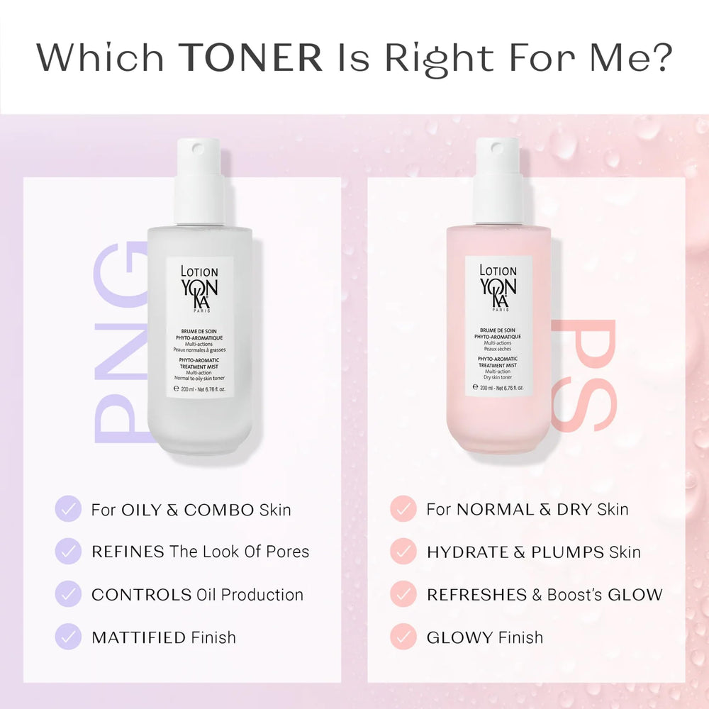 Yonka before and after skin showing reduced shine and smoother matte finish