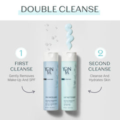 Hand holding Yonka bottle to depict 6.76 fl oz scale and travel practicality