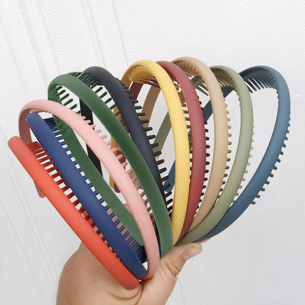 YONOY front view of ten matte headbands showing color variety and set benefit