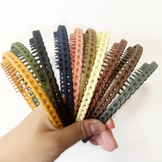 YONOY front view of ten braided headbands showing neat matte finish and secure hold