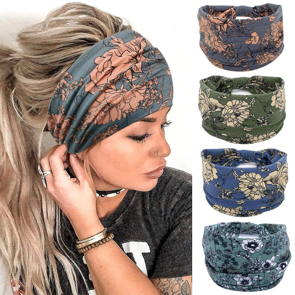 YONUF front pack showing four boho patterned headbands, easy outfit matching