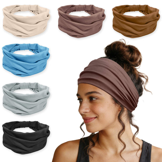 YONUF front view of six-pack headbands showing colors and packaging, offers outfit coordination