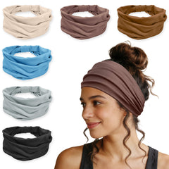 YONUF front view of six-pack headbands showing colors and packaging, offers outfit coordination