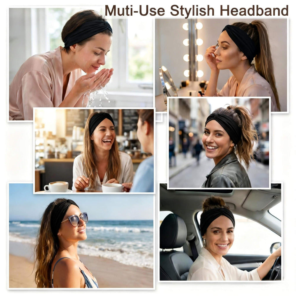YONUF headband in use on woman running outdoors demonstrating secure hold and sweat control
