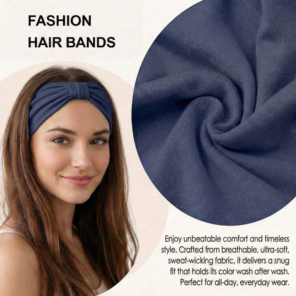 YONUF headband shown on model for scale and fit, demonstrates secure, no-slip hold