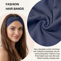 YONUF headband shown on model for scale and fit, demonstrates secure, no-slip hold