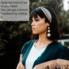 YONUF headband next to ruler illustrating stretch and one-size fit