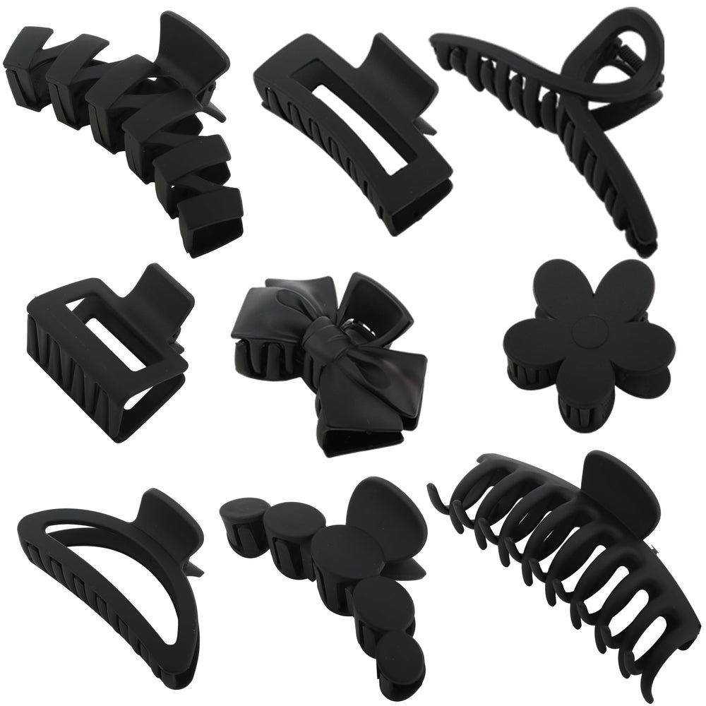 YOOOYOOO front view of black matte clips showing vintage jaw style and strong hold