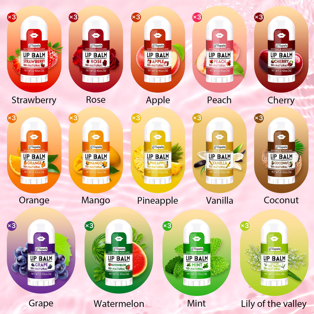 Yopela assortment laid flat displaying 14 flavors for easy selection