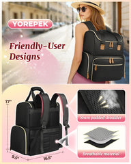 YOREPEK worn as backpack by stylist for comfortable travel between jobs